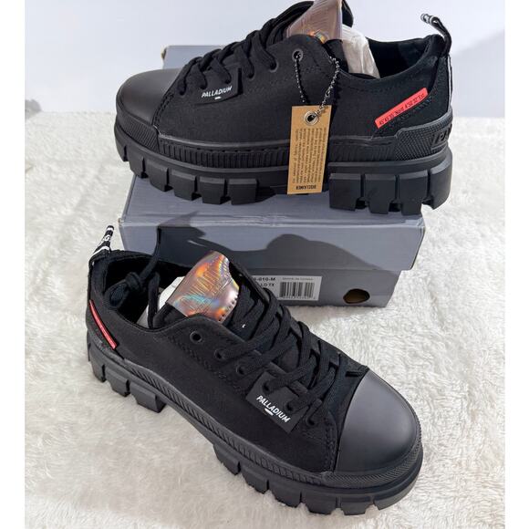 Palladium Revolt Lo Tx Blk/Blk Lug Platform Heel Combat Style New in Box - Picture 1 of 6